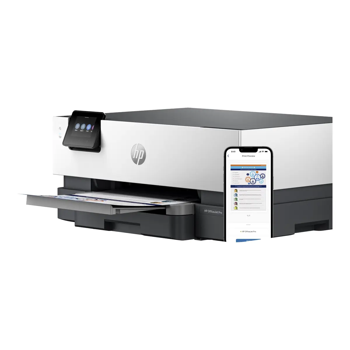 Officejet Pro 9110b Farbe Duplex Tintenstrahl A4/Legal 1200 x 1200 dp- bis zu 22 Seiten/Min. (einfarbig)//bis zu 18 Seiten/Min. (Farbe) Kapazität: 250 Blätter USB 2.0 LAN USB 2.0-Host Wi-Fi(ac) Bluetooth 5.0