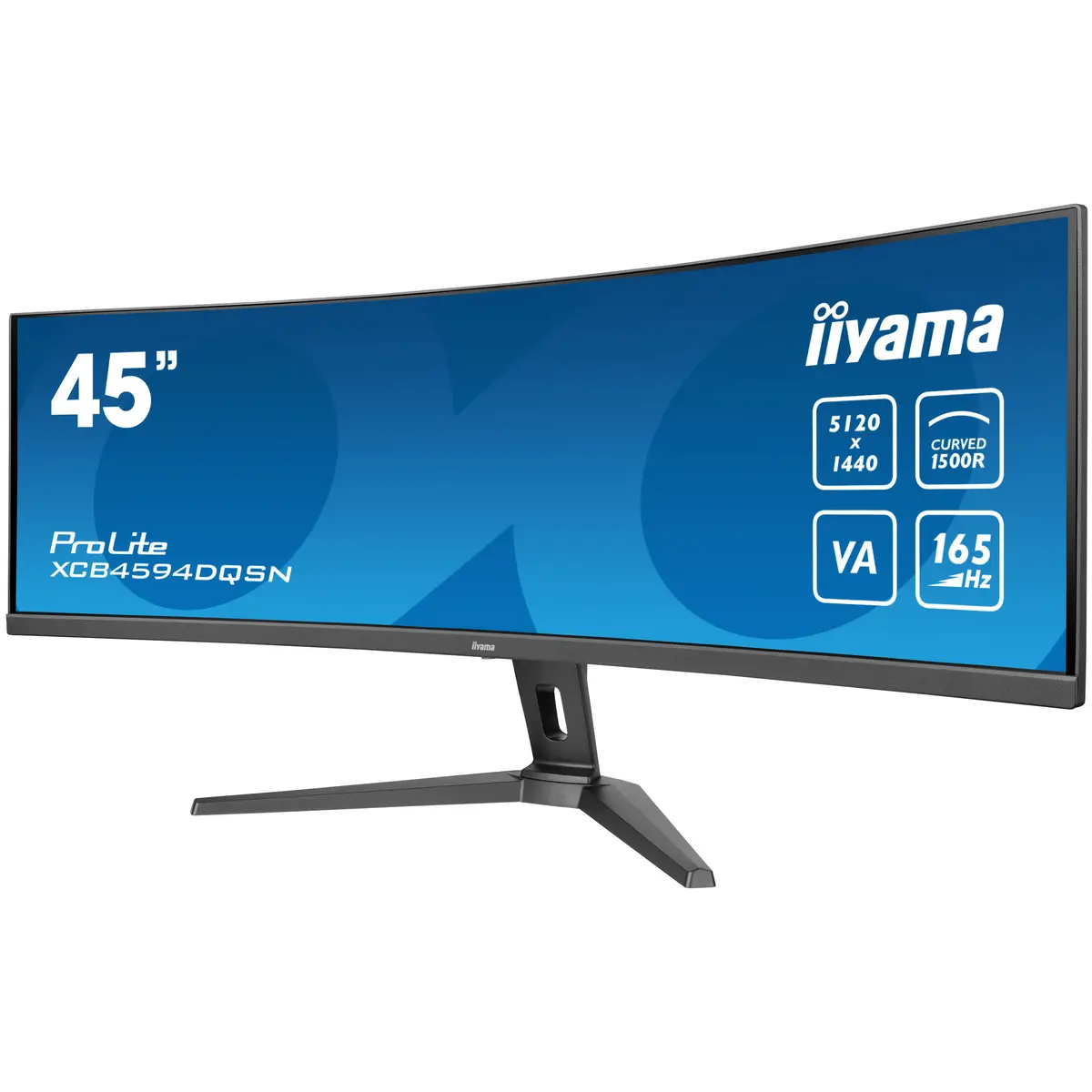 ProLite XCB4594DQSN-B1 LED-Monitor gebogen 113cm 44,5" 5120x1440 Dual Quad HD 165 Hz VA 450 cd/m² 3000:1 HDR400 0.8 ms 2xHDMI DisplayPort USB-C Lautsprecher Schwarz Matte