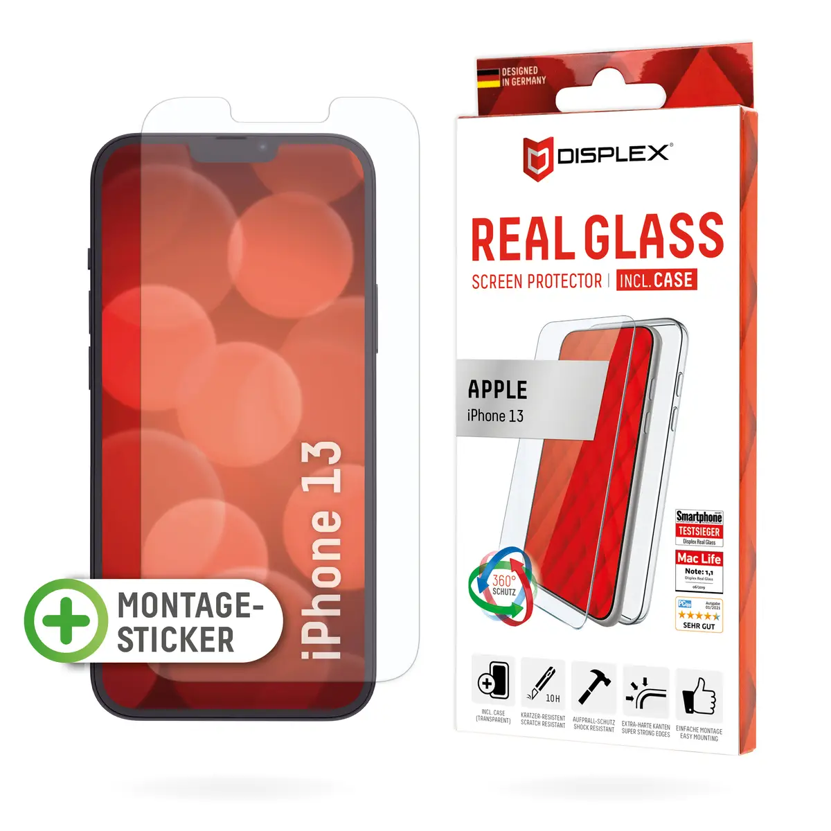 DISPLEX Glas + Schutzhülle für Apple iPhone 13