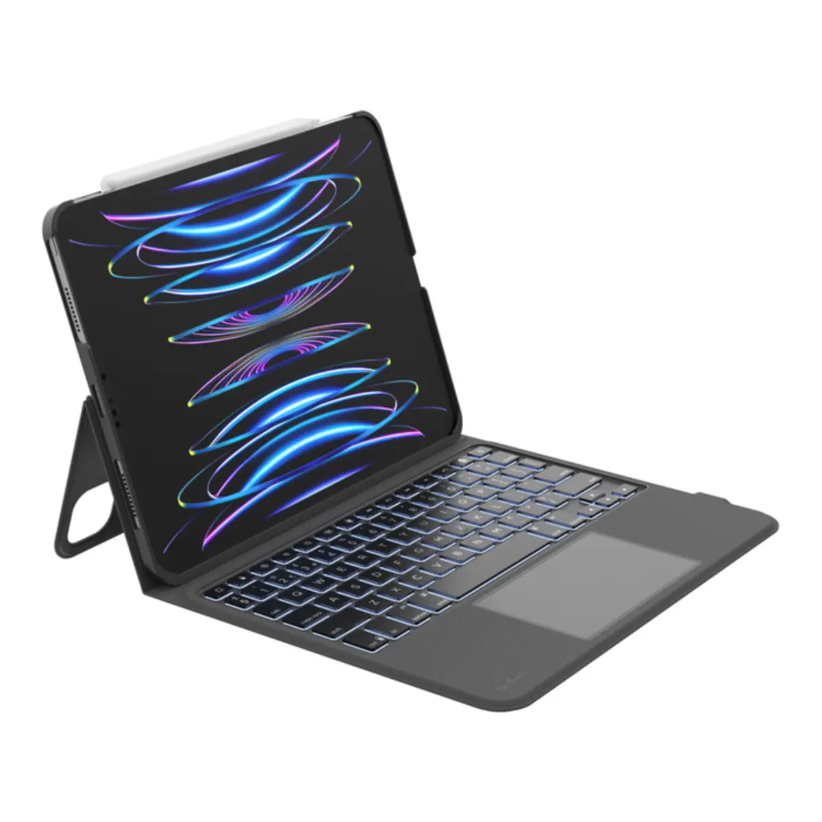 Everyday Tastatur und Schutzhülle mit Halterung mit Touchpad hinterleuchtet kabellos Bluetooth für Apple 10.9-inch iPad Air Wi-Fi Wi-Fi + Cellular 11-inch iPad Pro Wi-Fi Wi-Fi + Cellular Schwarz