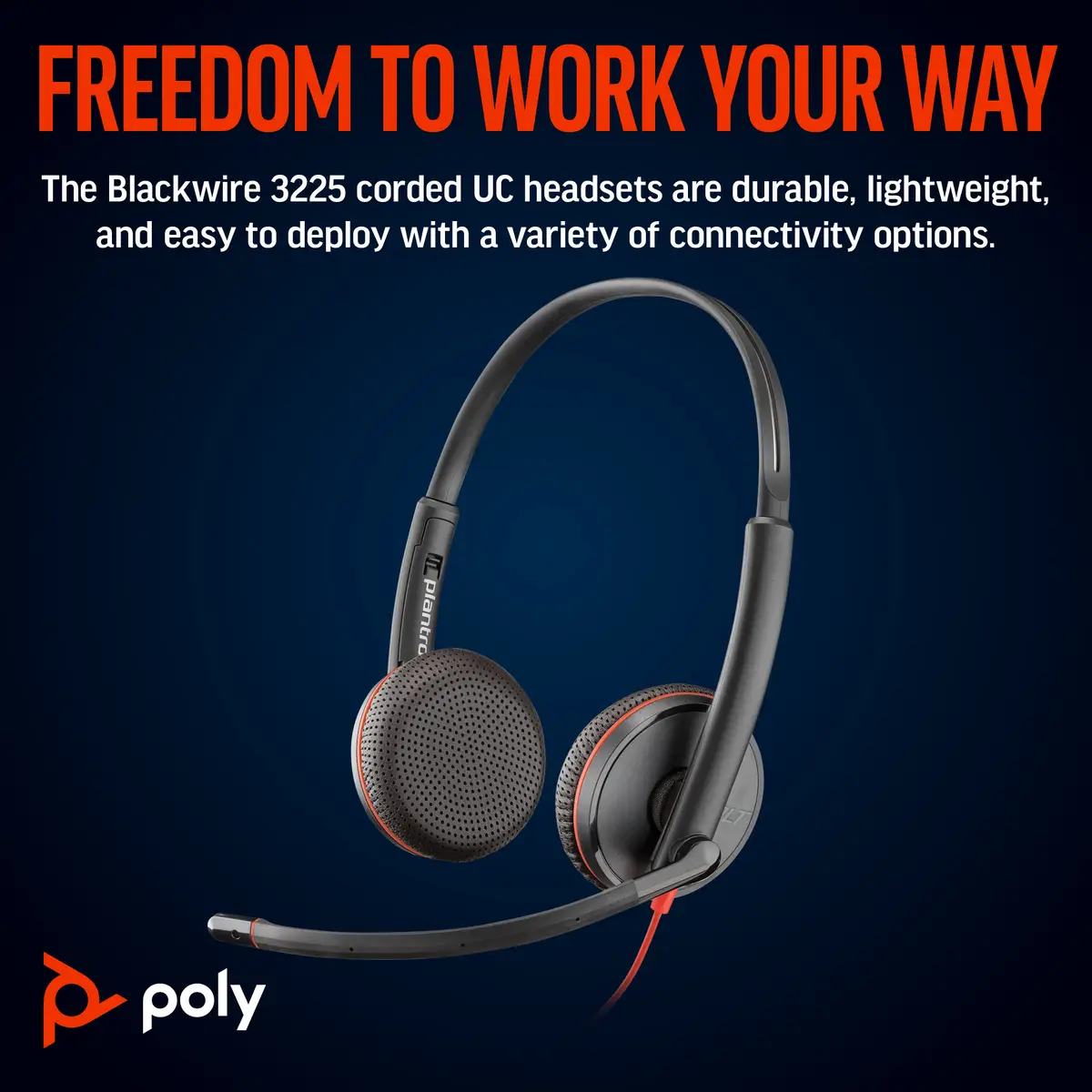 Poly Blackwire 3225 USB-C Headset +3.5mmP +USB-C/A