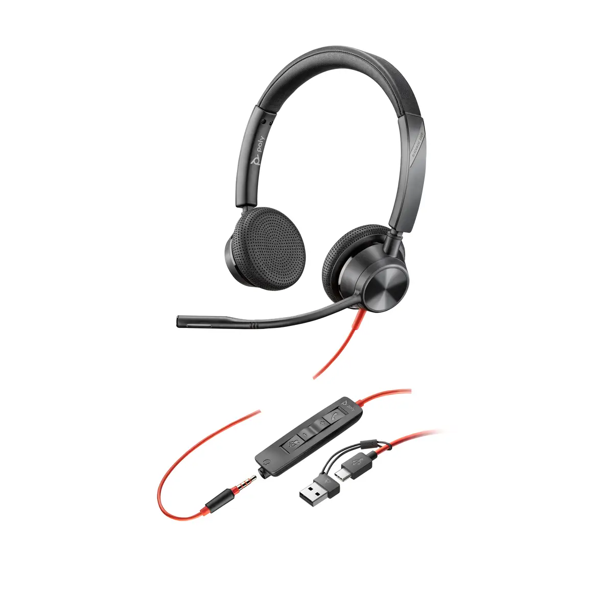 Poly Blackwire 3325 USB-C Headset +3.5mmP +USB-C/A