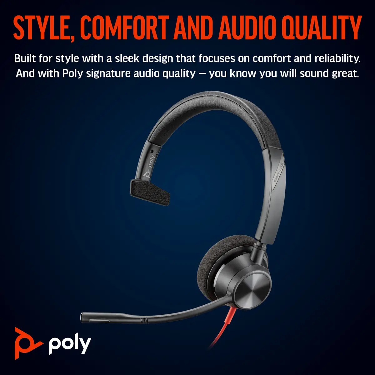 Poly Blackwire 3310 Headset On-Ear kabelgebunden USB-C Schwarz UC-zertifiziert