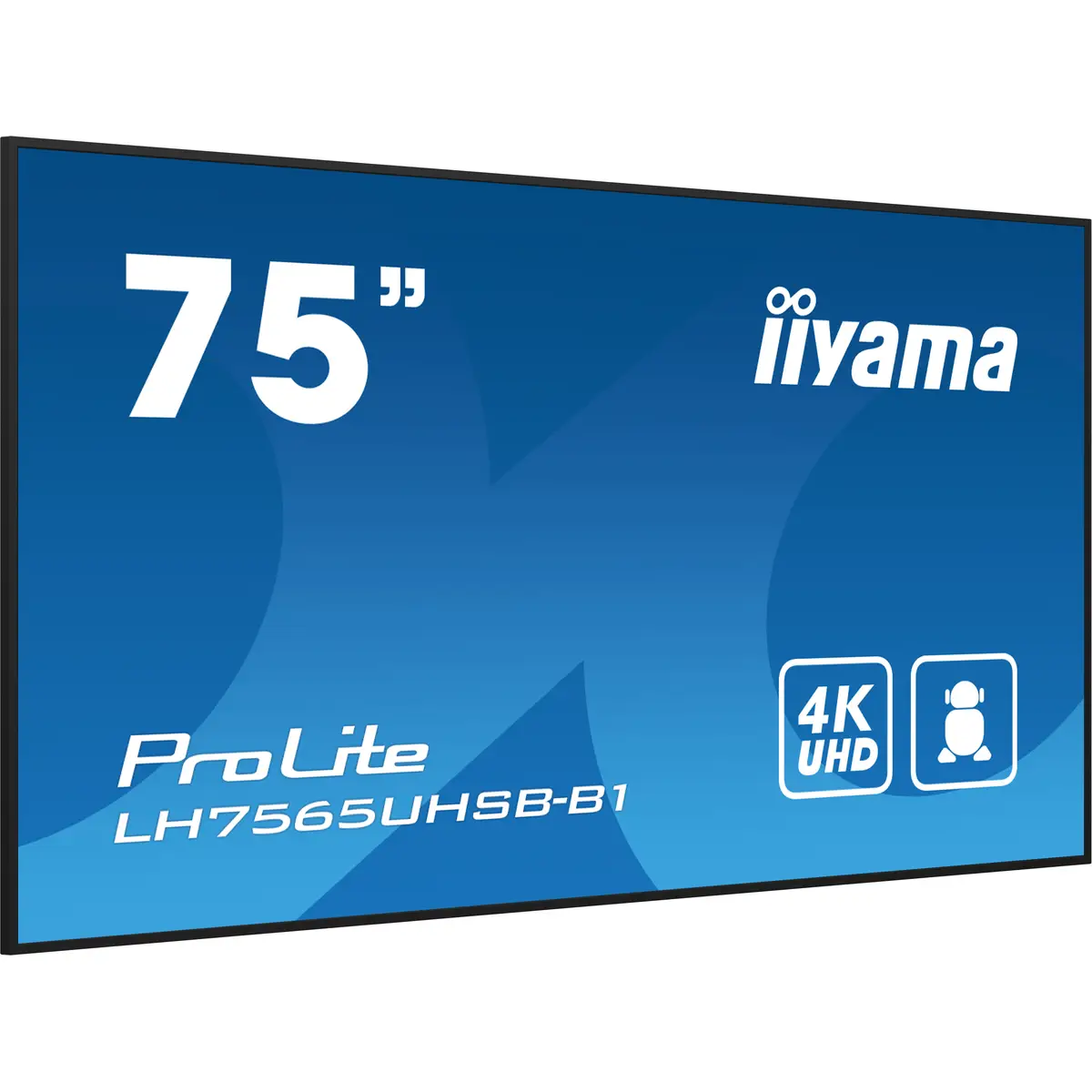 LH7565UHSB-B1 Signage-Display Kiosk-Design 189,2 cm 74.5" LED WLAN 4K Ultra HD 3840x2160 IPS 16:9 800 cd/m² 1200:1 HDMI x2 DisplayPort RS-232c RJ45 Mini jack HDCP USBx2 Schwarz Eingebauter Prozessor Andr
