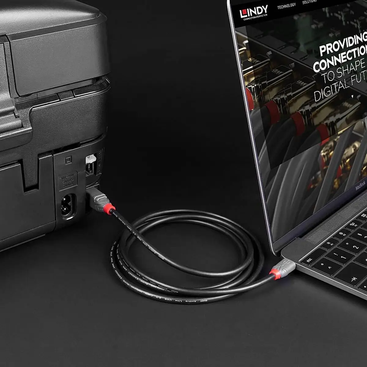 Anthra Line USB-Kabel USB Typ B/USB C 2.0 Stecker/Stecker Schwarz 0,5m