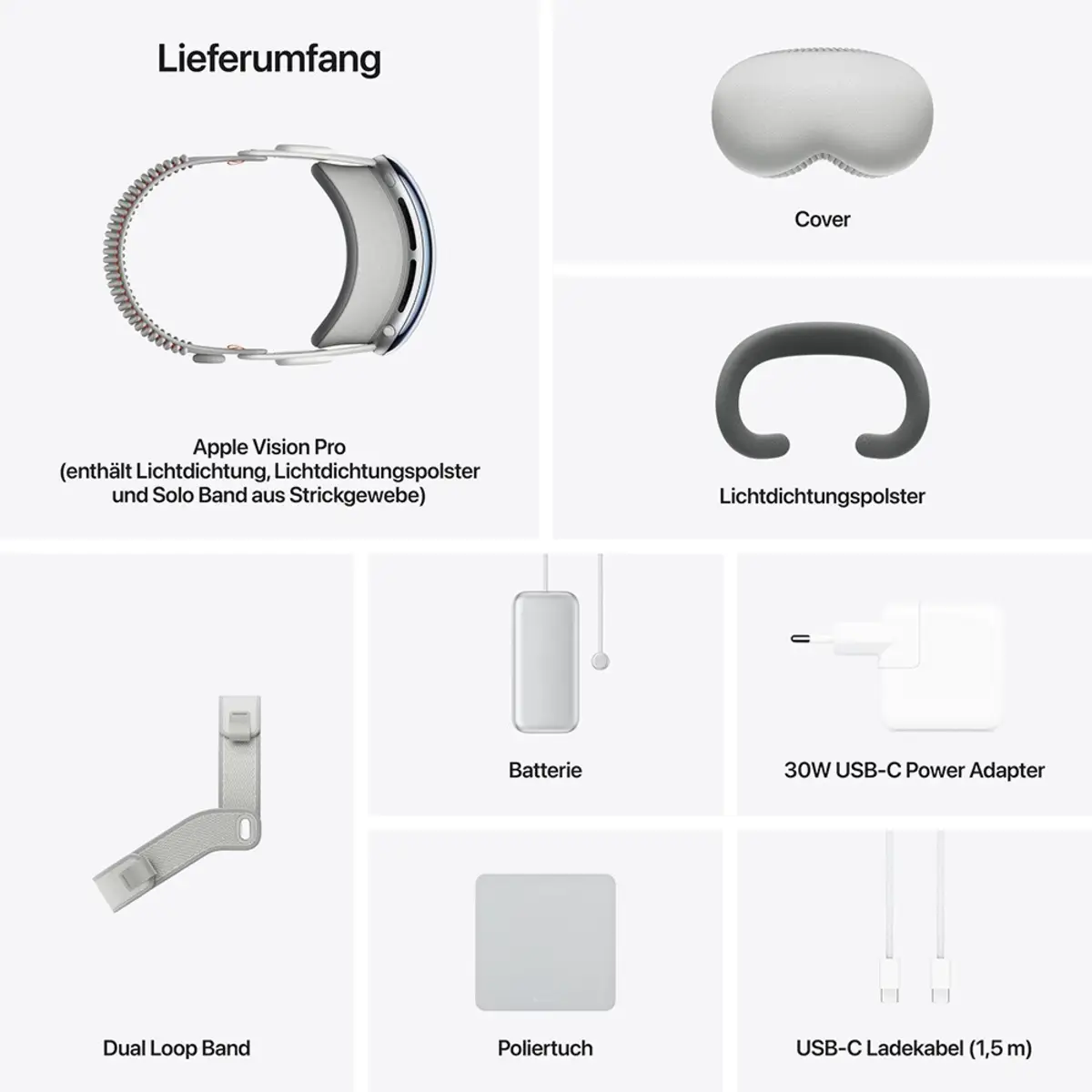 Vision Pro 256GB mit Kopfband M und Lichtdichtung 21W