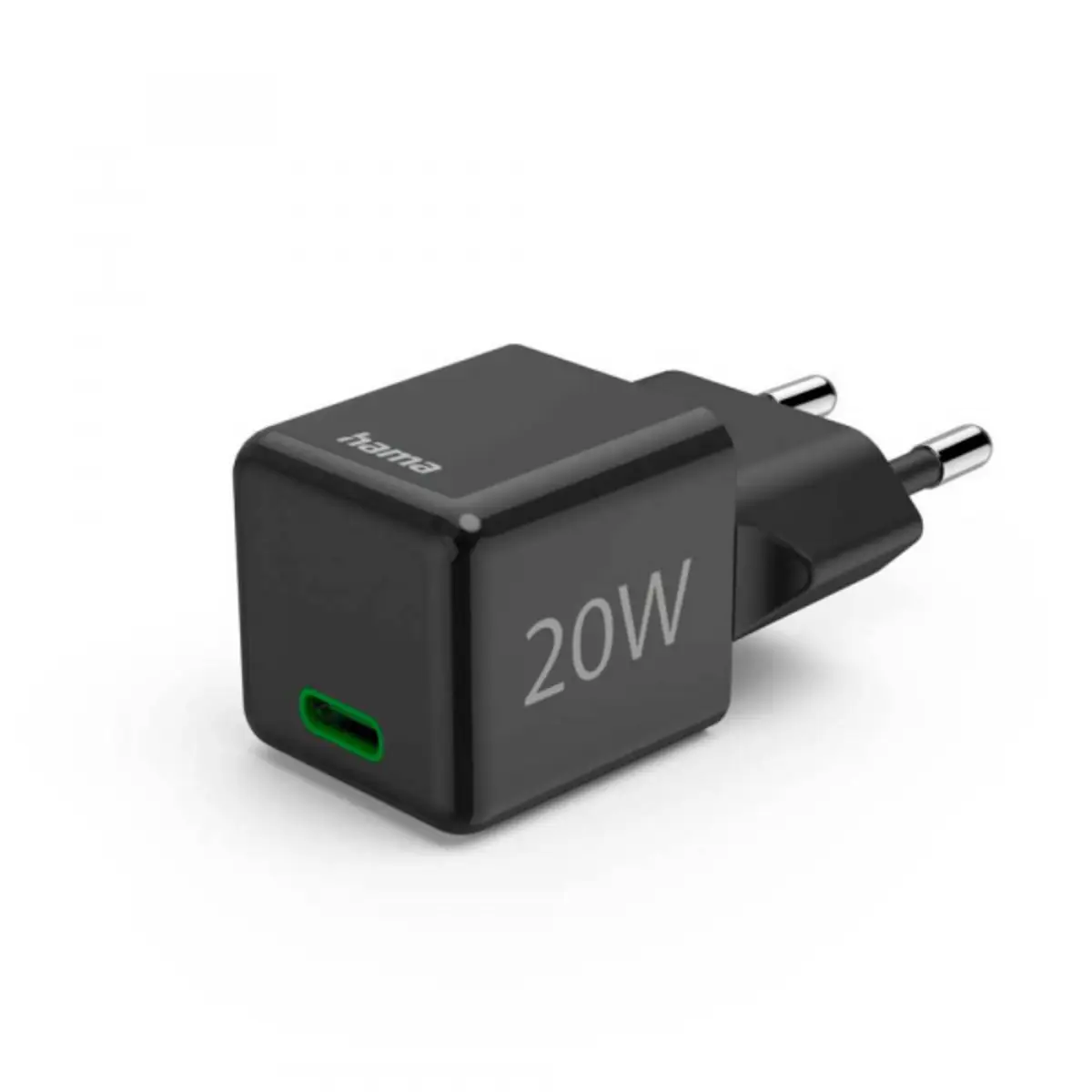 Schnellladegerät, USB-C, PD/Qualcomm®, Super-Mini-Charger, 20 W, Schwarz