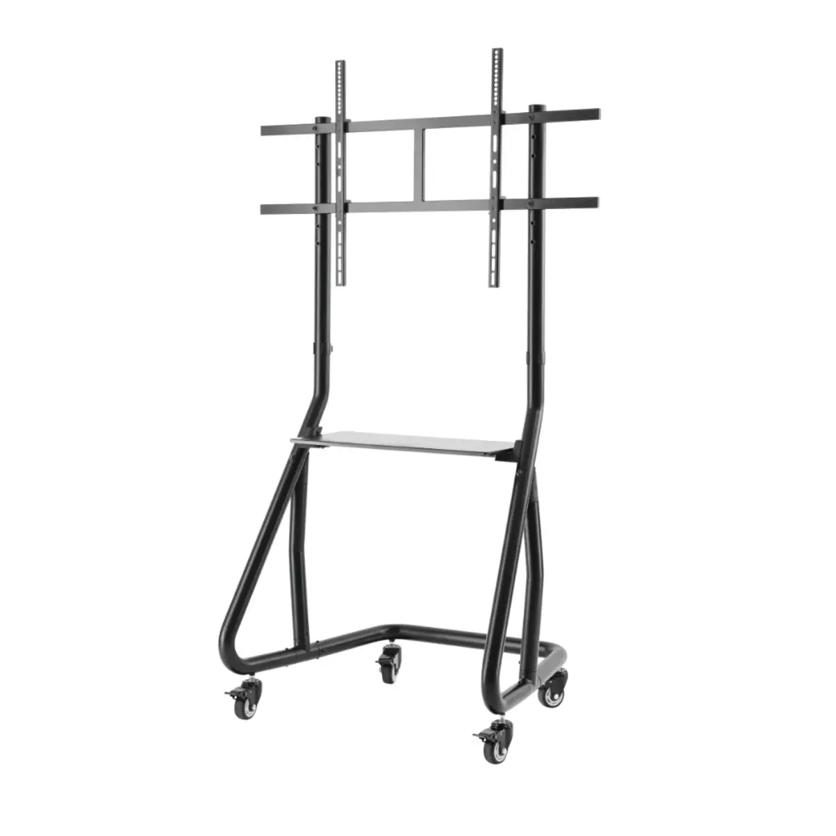 TV-Ständer mit Rollen Trolley, bis 100 Zoll, höhenverstellbar, Schwarz