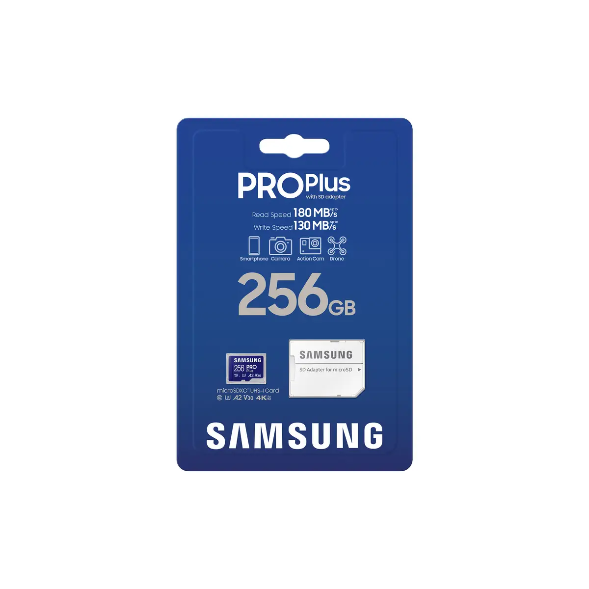 PRO Plus MB-MD256SA 256GB MicroSDXC (microSDXC-an-SD-Adapter inbegriffen) A2/Video Class V30/UHS-I U3