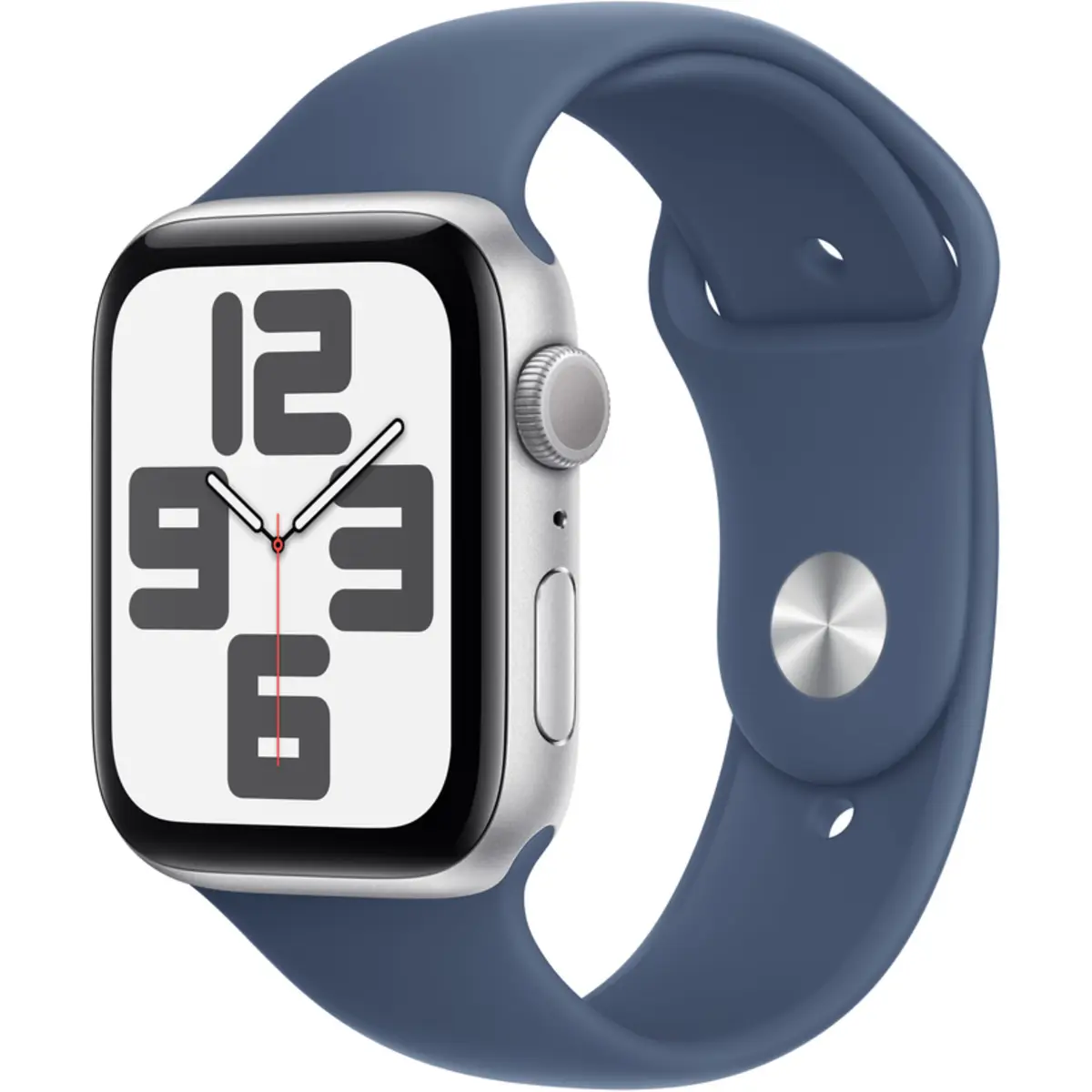 Apple Watch SE GPS 44mm Silver Aluminium Case with Denim Sport Band, M/L