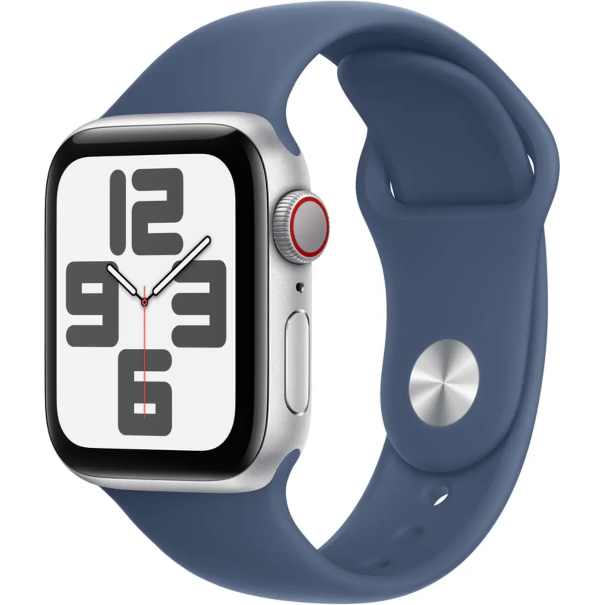 Apple Watch SE GPS + Cellular 40mm Silver Aluminium Case with Denim Sport Band, M/L