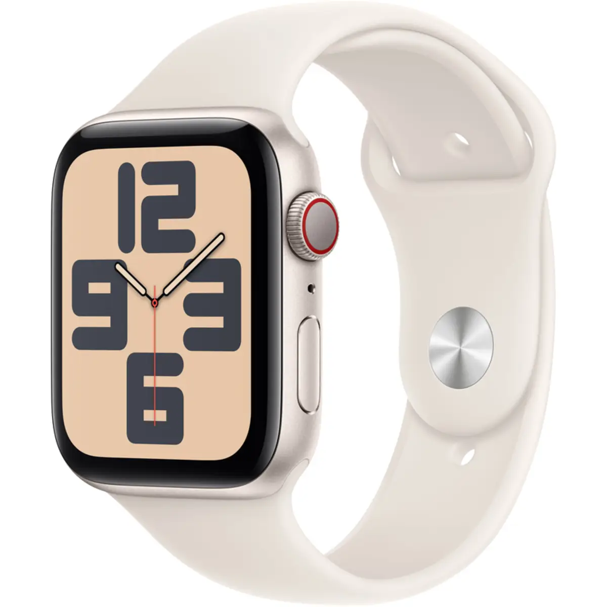 Apple Watch SE GPS + Cellular 44mm Starlight Aluminium Case with Starlight Sport Band, S/M