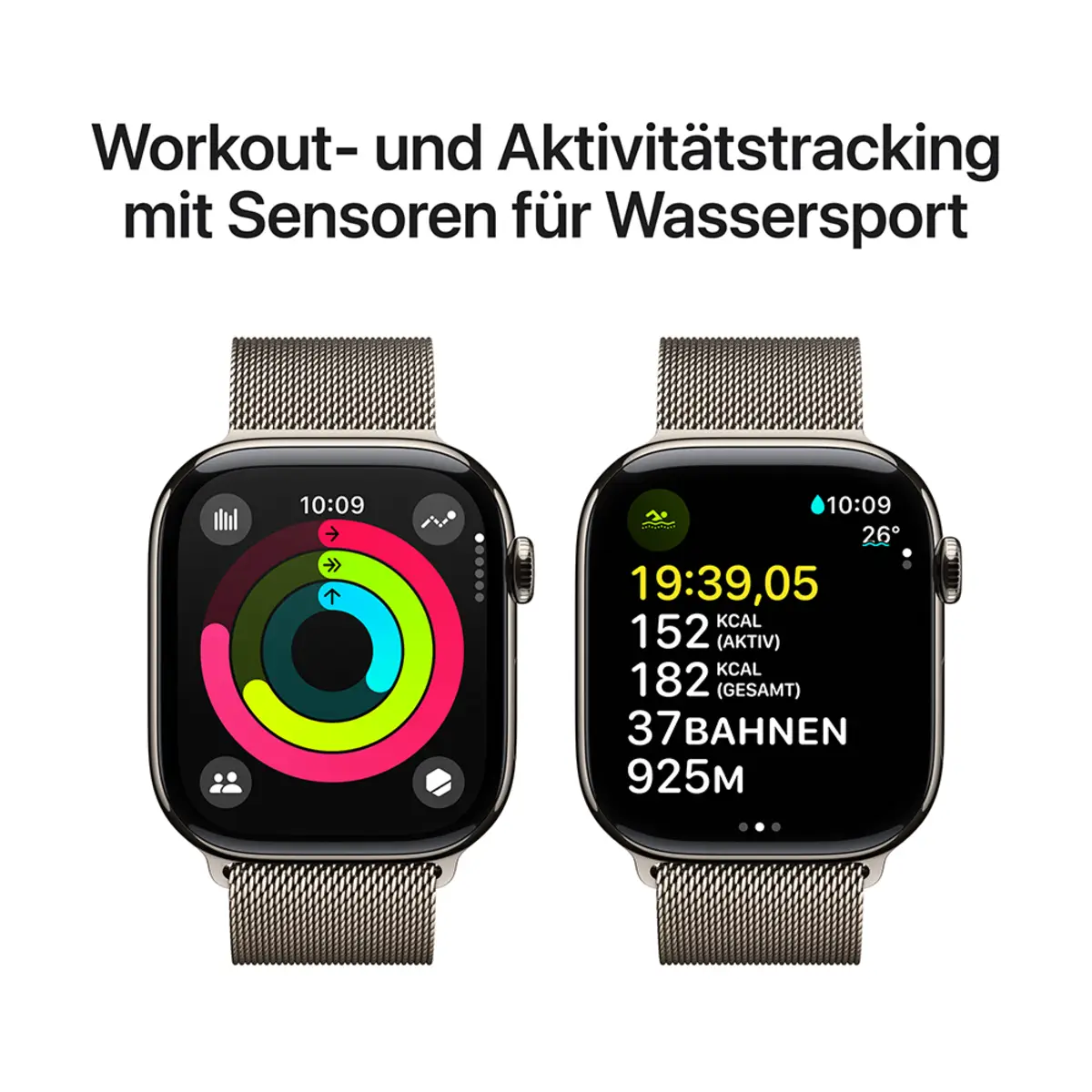 Apple Watch Series 10 GPS + Cellular 46mm Natural Titanium Case with Natural Milanese Loop, S/M