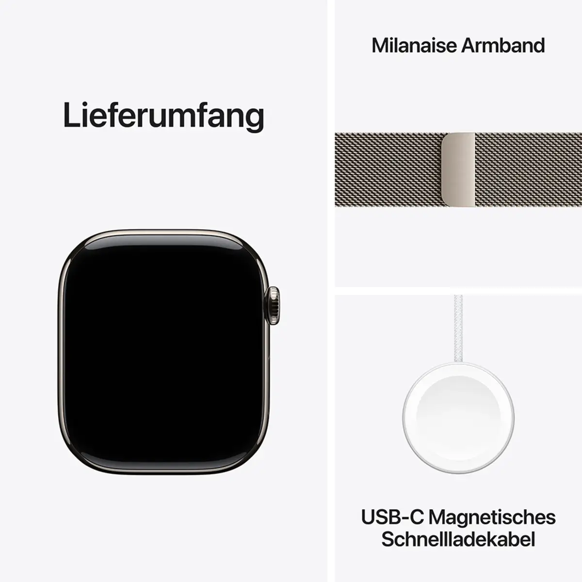 Apple Watch Series 10 GPS + Cellular 46mm Natural Titanium Case with Natural Milanese Loop, S/M