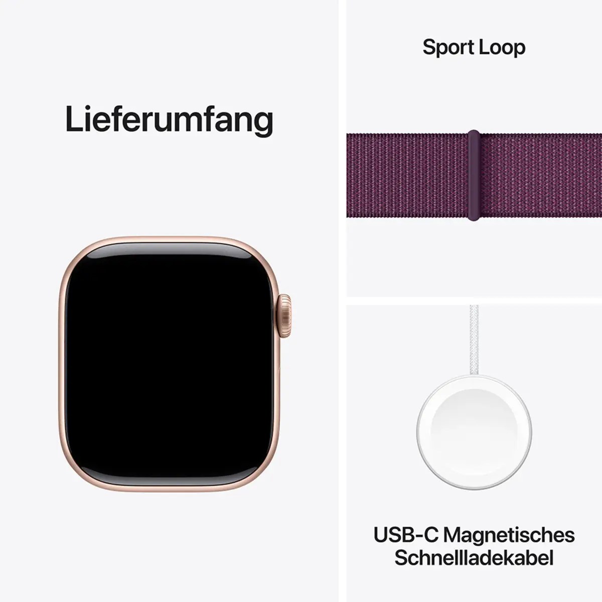 Apple Watch Series 10 GPS + Cellular 42mm Rose Gold Aluminium Case with Plum Sport Loop