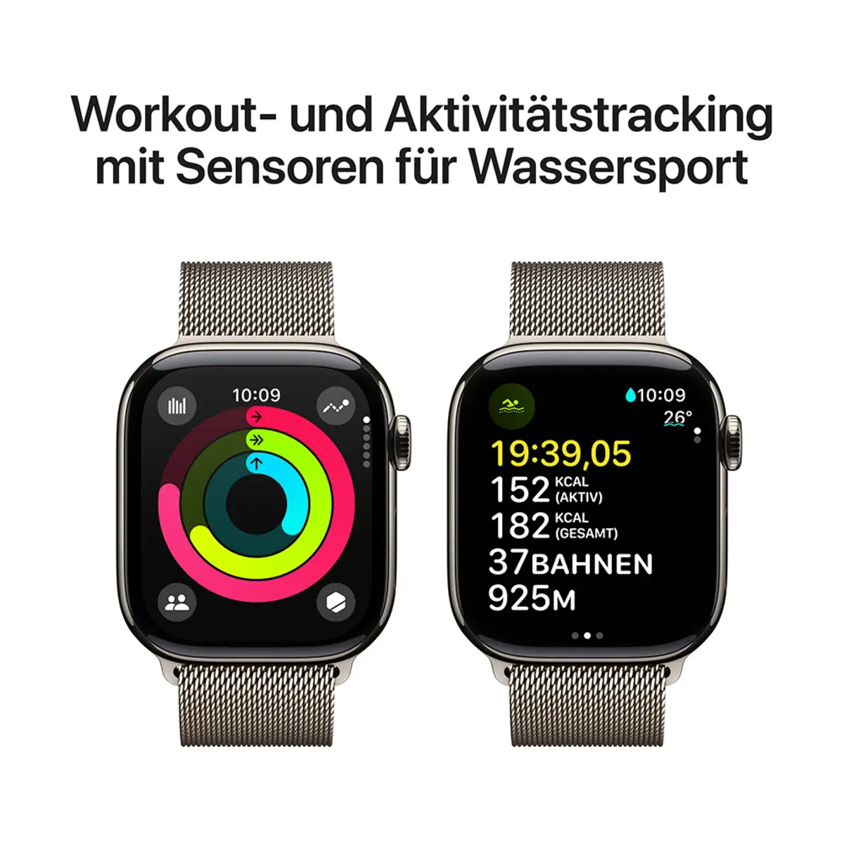 Apple Watch Series 10 GPS + Cellular 42mm Natural Titanium Case with Natural Milanese Loop