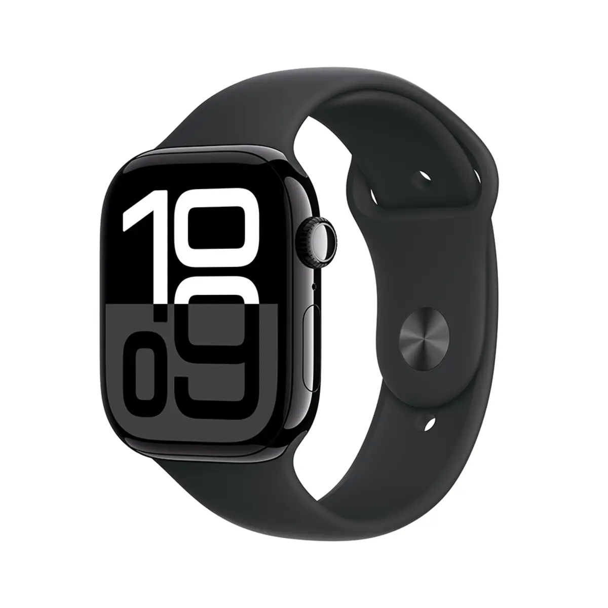 Apple Watch Series 10 GPS + Cellular 46mm Jet Black Aluminium Case with Black Sport Band, S/M