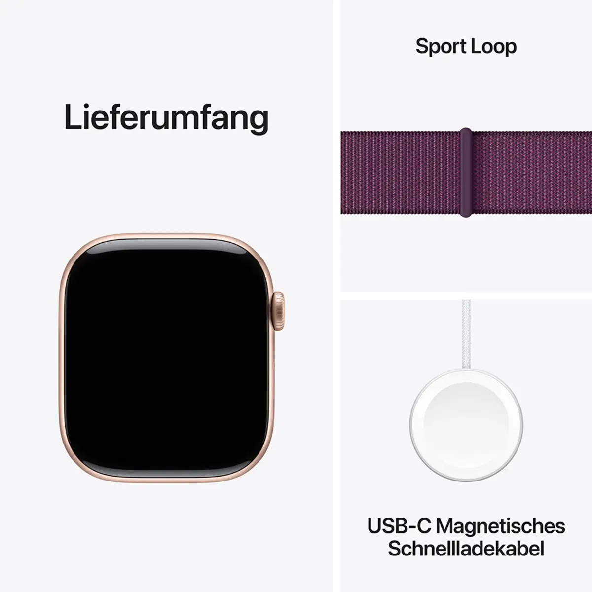 Apple Watch Series 10 GPS + Cellular 46mm Rose Gold Aluminium Case with Plum Sport Loop