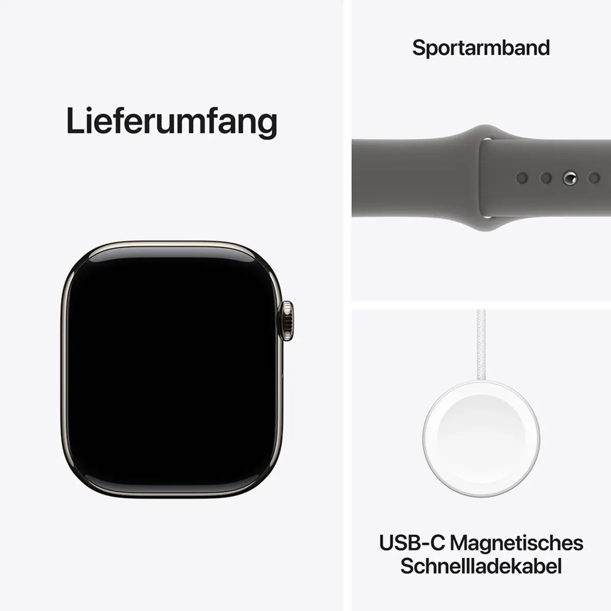 Apple Watch Series 10 GPS + Cellular 46mm Natural Titanium Case with Stone Grey Sport Band, M/L