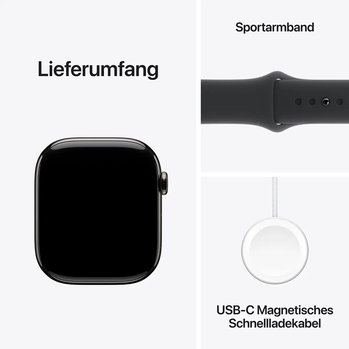 Apple Watch Series 10 GPS + Cellular 46mm Slate Titanium Case with Black Sport Band, M/L