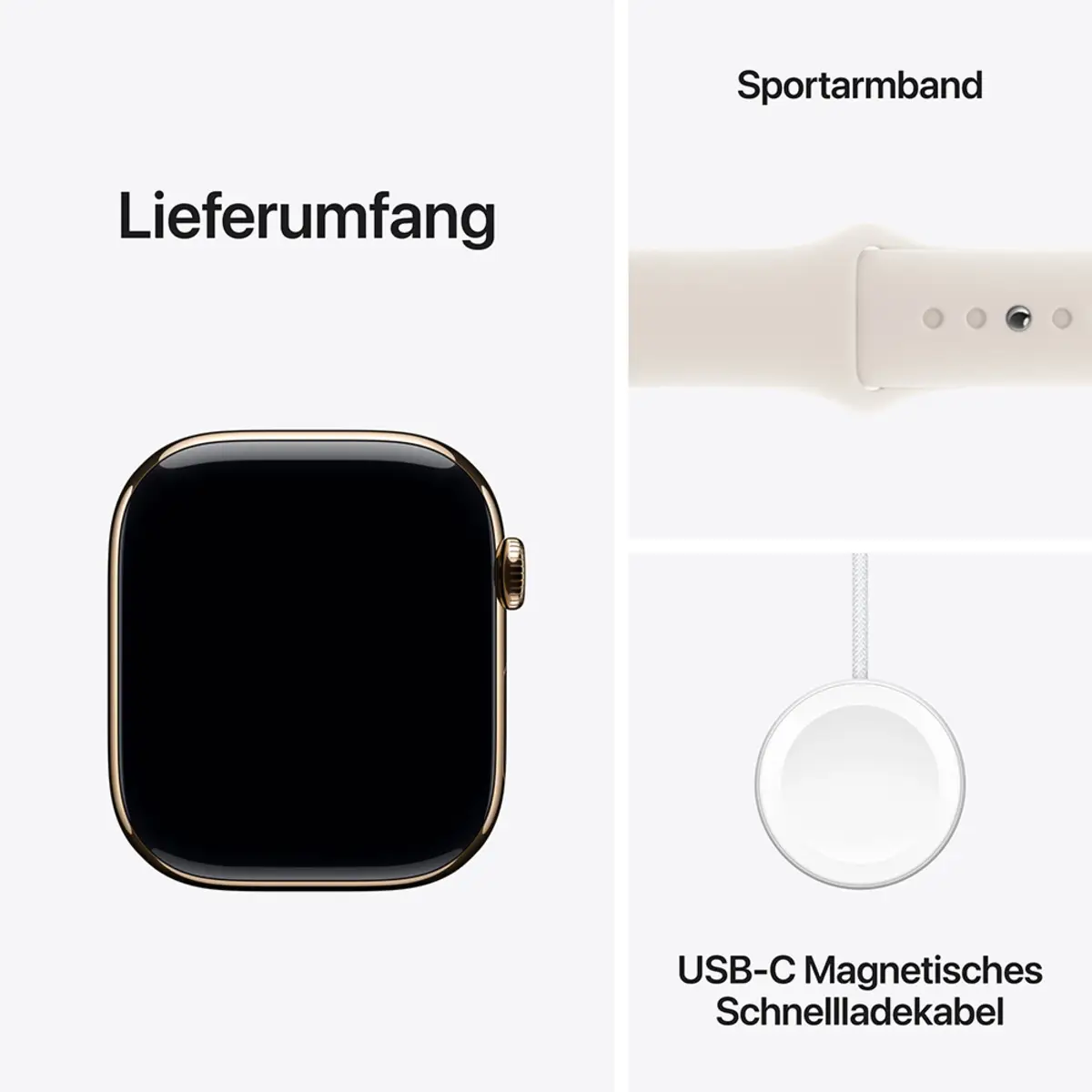 Apple Watch Series 10 GPS + Cellular 46mm Gold Titanium Case with Starlight Sport Band, S/M
