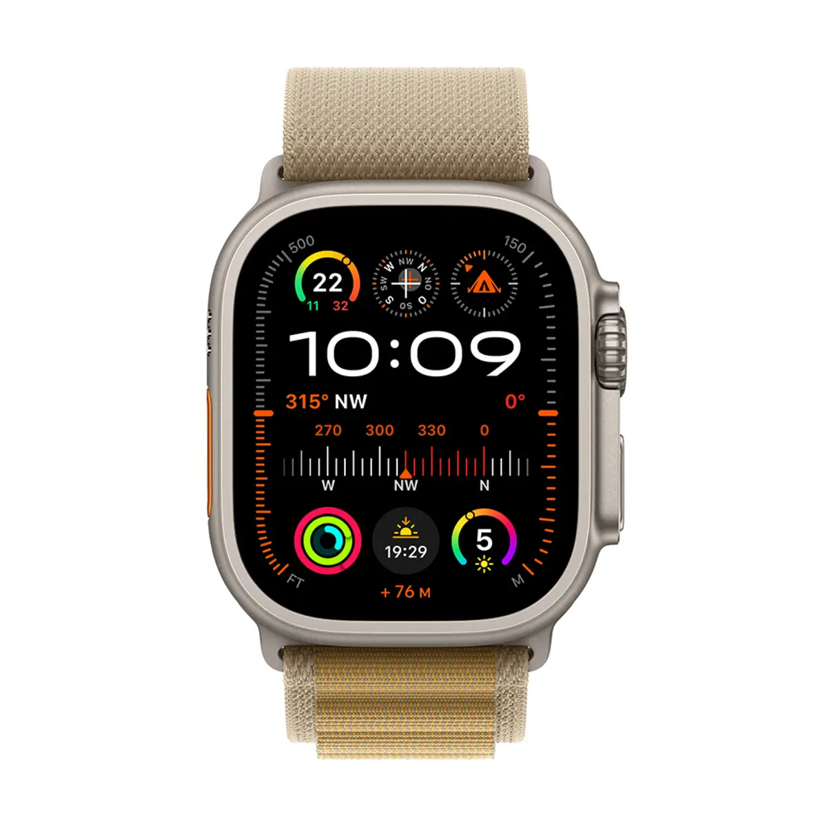 Apple Watch Ultra 2 GPS + Cellular 49mm Natural Titanium Case with Tan Alpine Loop, Small