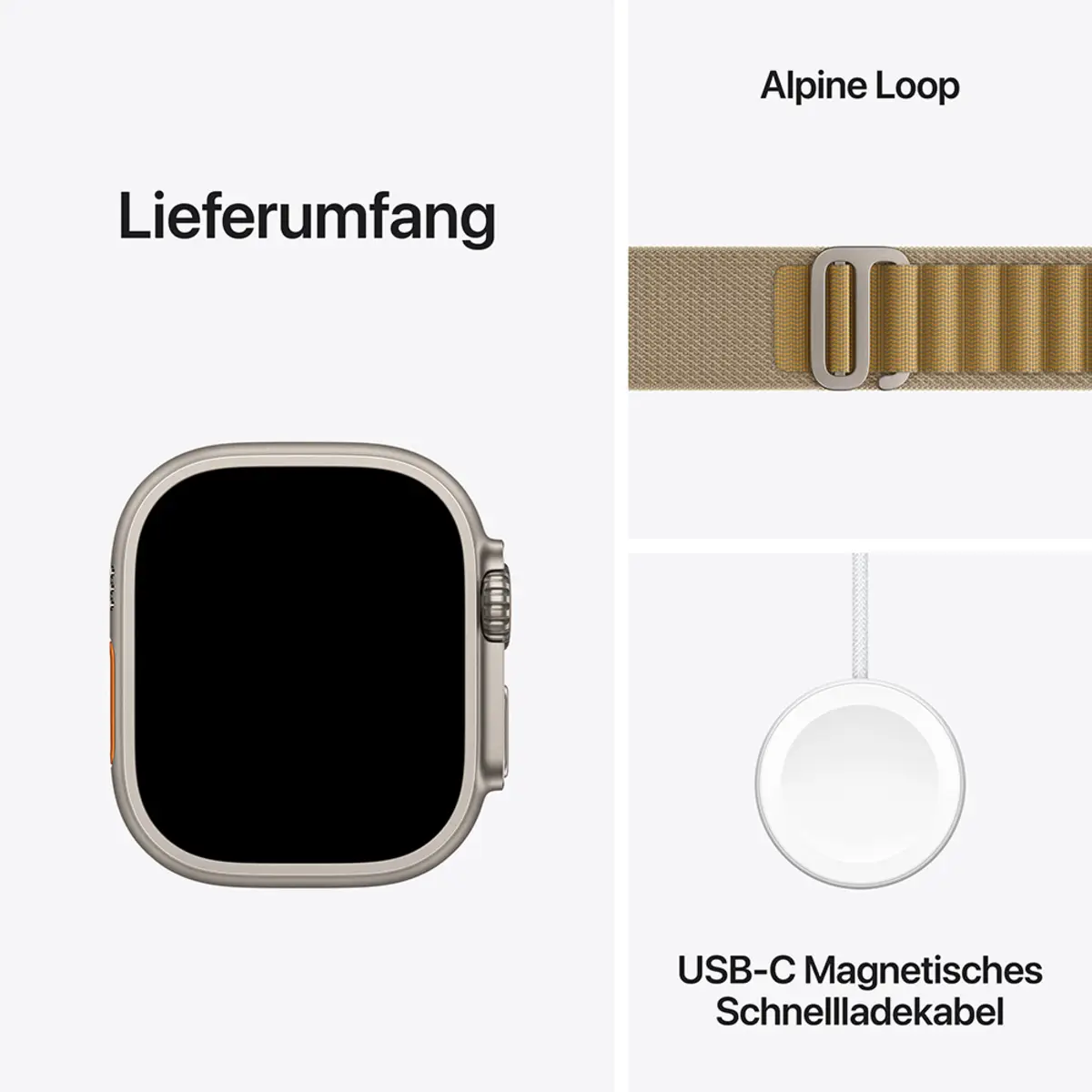 Apple Watch Ultra 2 GPS + Cellular 49mm Natural Titanium Case with Tan Alpine Loop, Medium