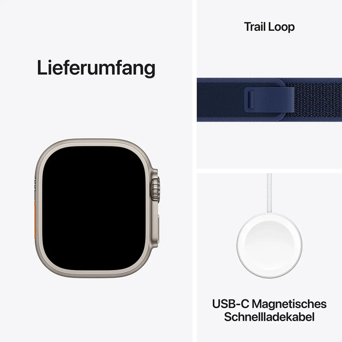 Apple Watch Ultra 2 GPS + Cellular 49mm Natural Titanium Case with Blue Trail Loop, S/M