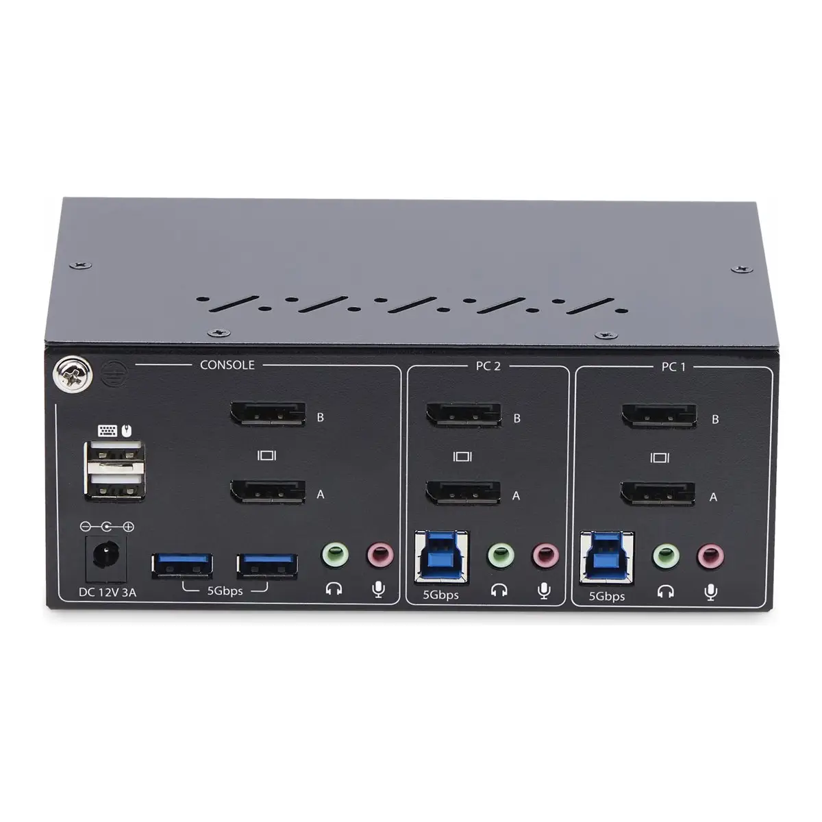 2-Port KVM Switch Dual Monitor DisplayPort 4K 60Hz 2xUSB 3.0 Hub und 2xUSB 2.0 HID Ports Hotkey/Drucktasten KVM Umschalter für Zwei Monitore 2 PC 2 Monitore TAA Konform ESD-Stufe 3 Geschutzt