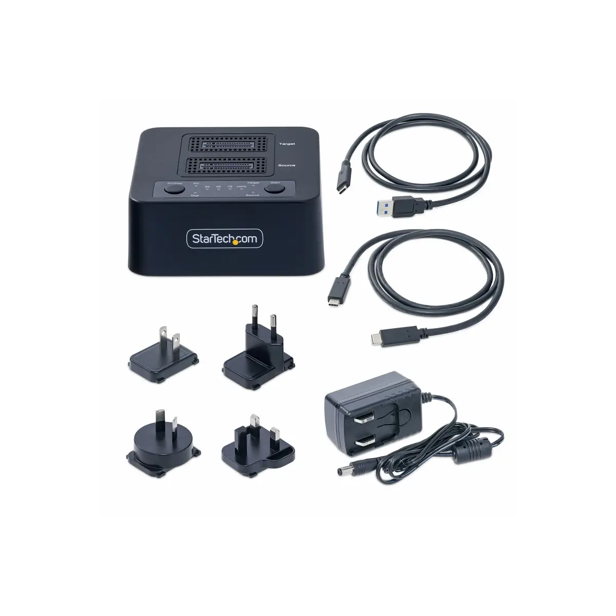 1:1 M.2 NVMe Kopierstation 90GB/m Unabhängiger PCIe SSD Duplicator/Clone Station USB-C 3.2 20Gbps M.2 Dual-Bay Dock NVMe Cloner USB-C/A Kabeln