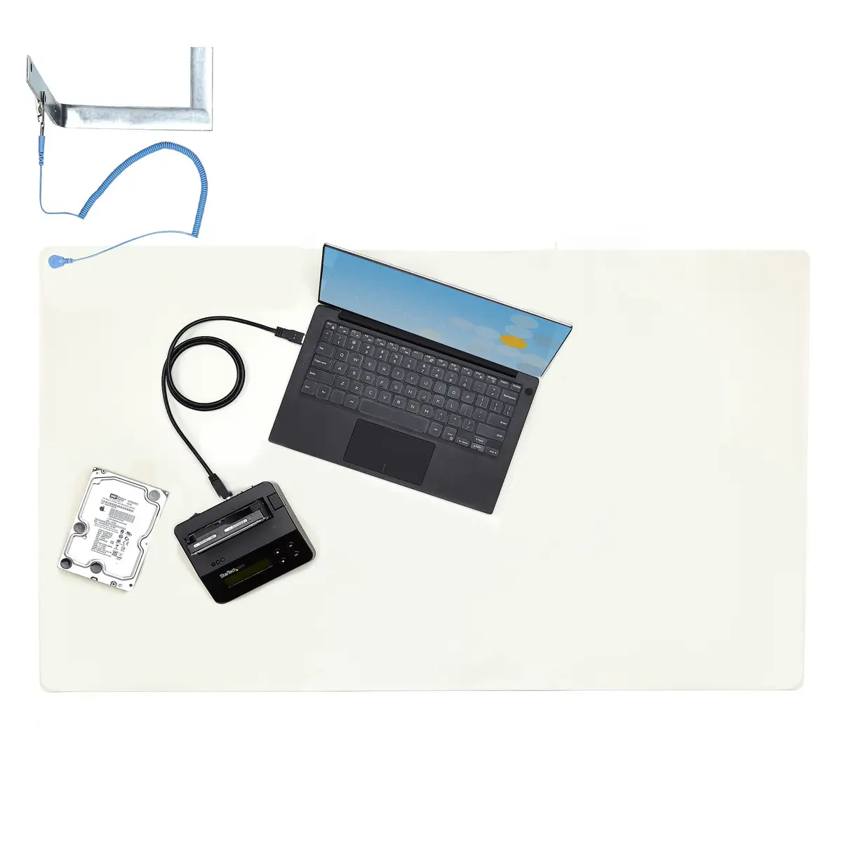 Große ESD Matte Elektronikreparatur Antistatikmatte Antistatische Matte/Tischmatte lösbarer Erdungskabel mit Krokodilklemme ESD Unterlage ANSI/ESD S 4.1 60x120 cm Flexible Thermoplast Unterlage