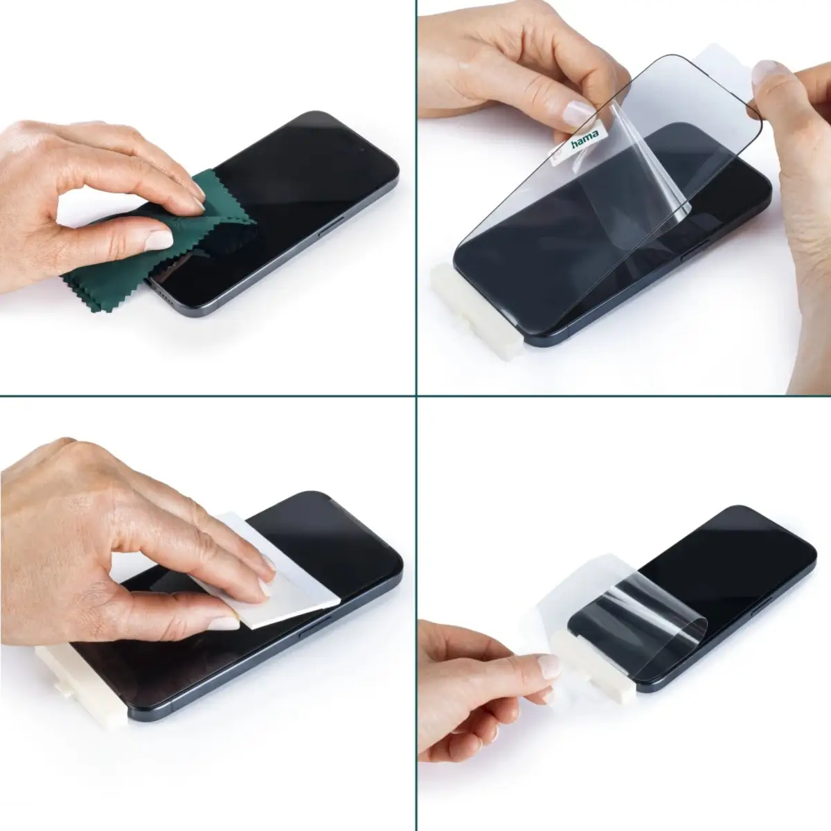 Handy-Schutzglas "Super Hybrid" für Apple iPhone 16 Montagehilfe