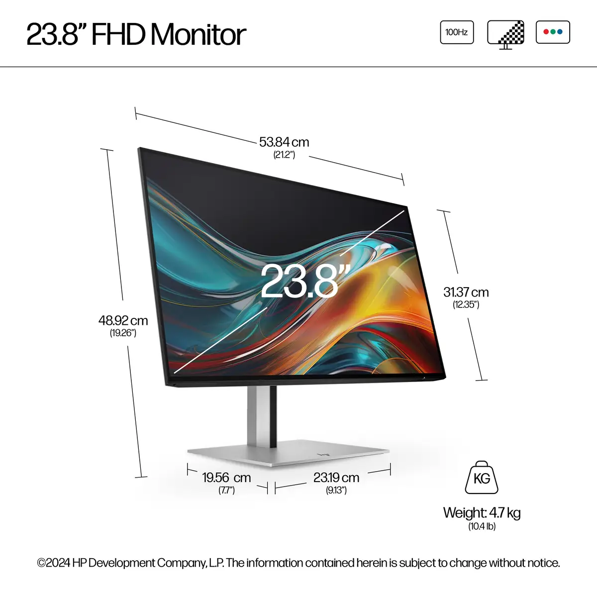 Serie 7 Pro 23,8 Zoll FHD-Monitor – 724pf, 60,5 cm (23.8"), 1920 x 1080 Pixel, Full HD, LCD, 5 ms, Schwarz, Silber