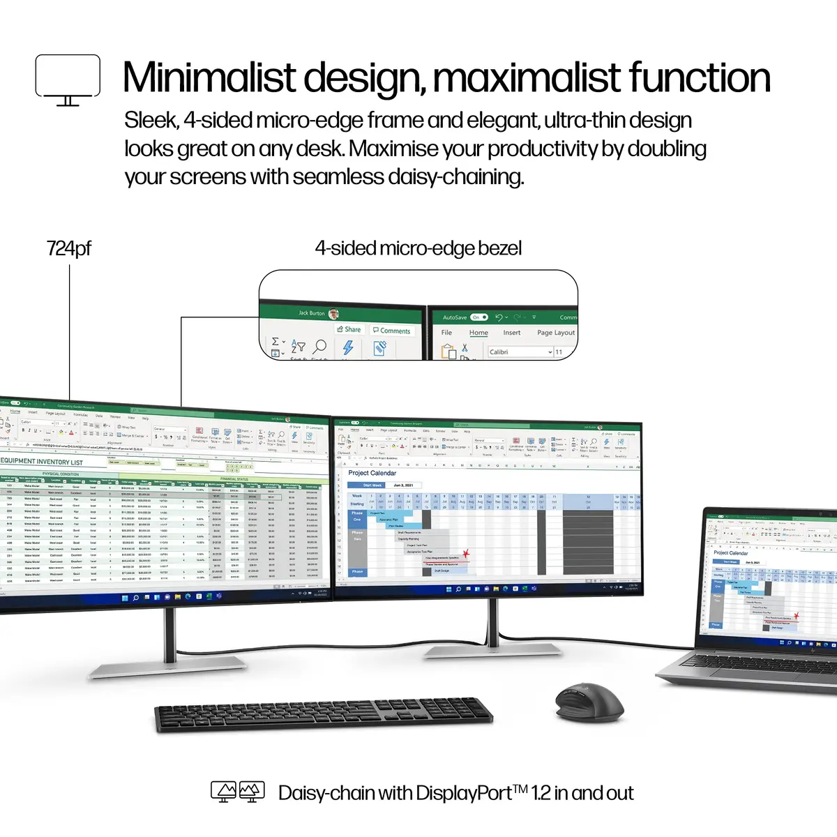 Serie 7 Pro 23,8 Zoll FHD-Monitor – 724pf, 60,5 cm (23.8"), 1920 x 1080 Pixel, Full HD, LCD, 5 ms, Schwarz, Silber