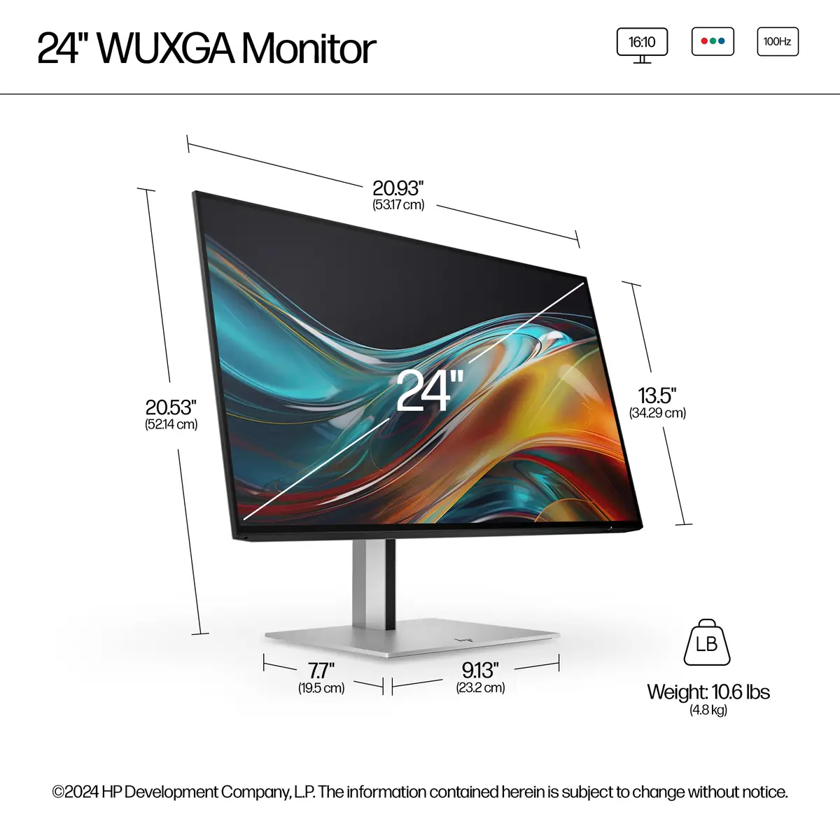 Serie 7 Pro 24 Zoll WUXGA-Monitor – 724pn, 61 cm (24"), 1920 x 1200 Pixel, WUXGA, LCD, 5 ms, Schwarz, Silber