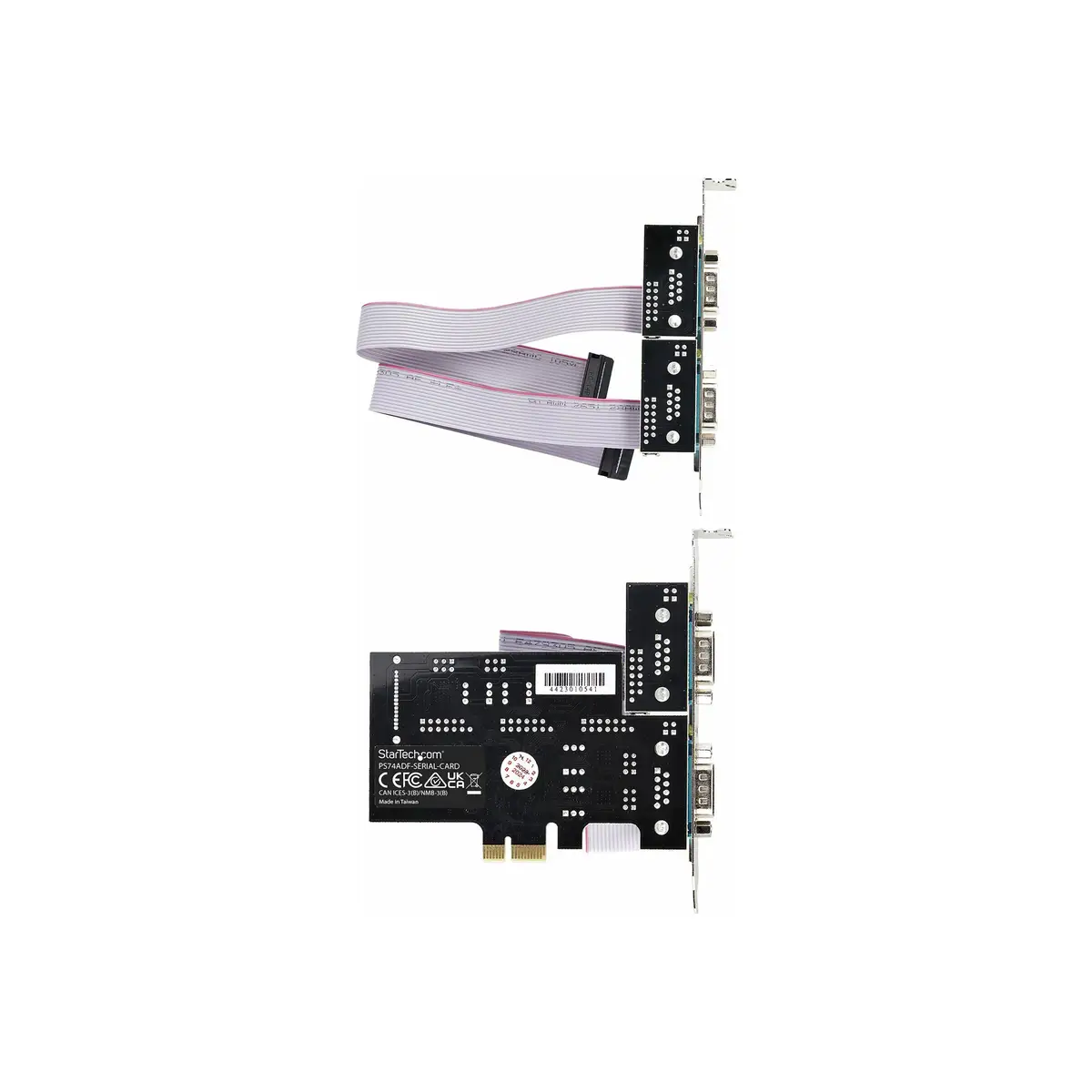 4-Port Serielle PCIe Karte Quad-Port PCI Express zu RS232/RS422/RS485 DB9 Serielle Karte Standard/Niedrigrofil Halterungen 16C1050 UART Windows/Linux TAA-Konform Level-4 ESD-Schutz