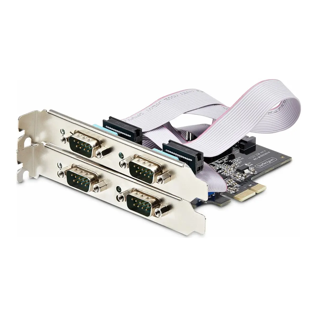 4-Port Serielle PCIe Karte Quad-Port PCI Express zu RS232/RS422/RS485 DB9 Serielle Karte Standard/Niedrigrofil Halterungen 16C1050 UART Windows/Linux TAA-Konform Level-4 ESD-Schutz