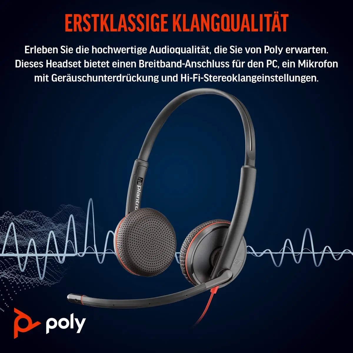 Poly Blackwire 3225 Headset On-Ear kabelgebunden aktive Rauschunterdrückung 3,5mm Stecker USB-C Schwarz