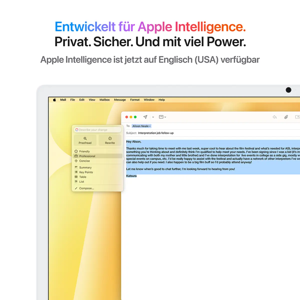 iMac gelb mit Retina 4.5k Display Nanotexturglas Apple M4 10C 61cm (24") 32GB RAM 2TB SSD Gigabit Ethernet Magic Mouse 2 + Magic Keyboard mit TouchID und Ziffernblock Deutsch
