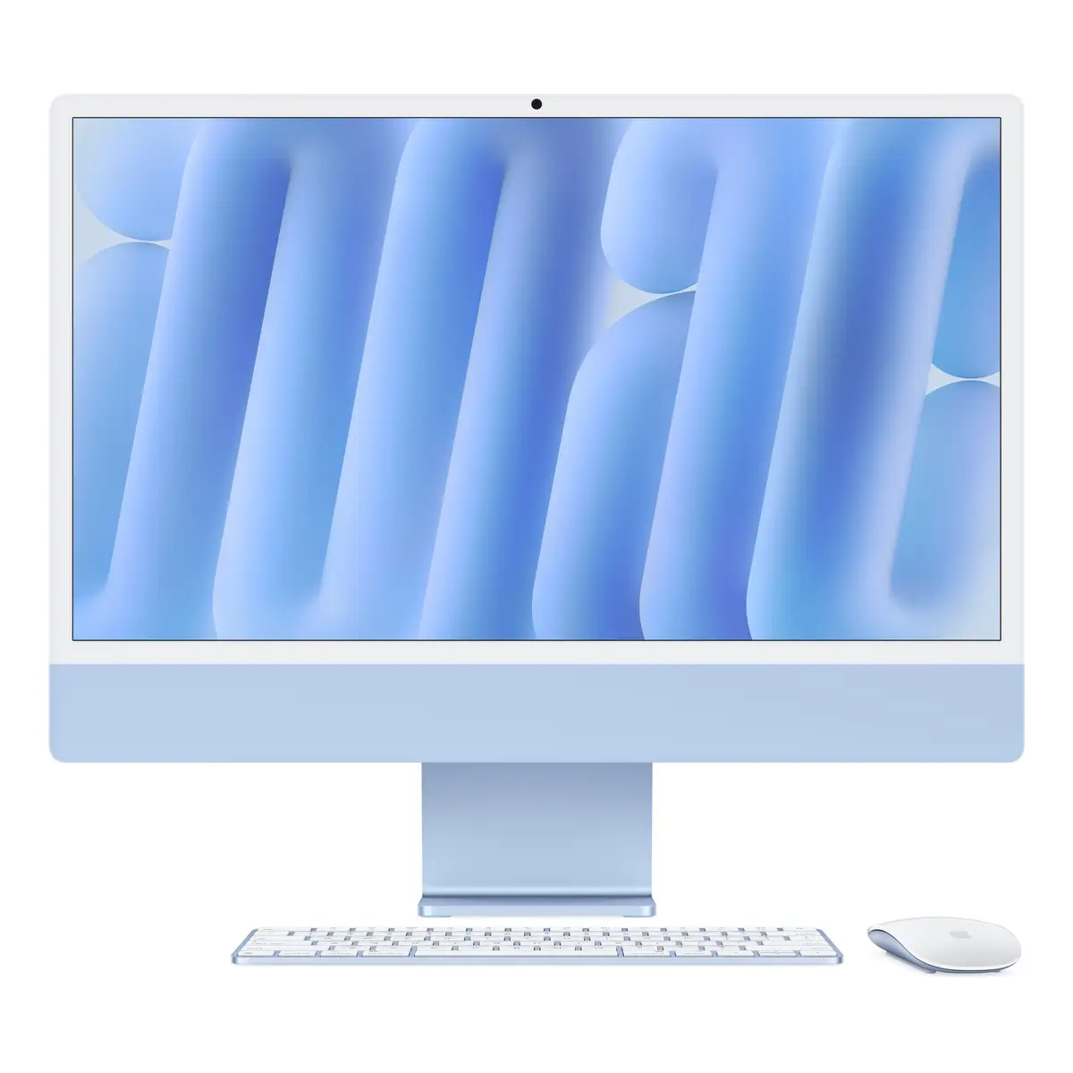 iMac blau mit Retina 4.5k Display Standardglas Apple M4 8C61cm (24") 16GB RAM 512GB SSD Magic Mouse 2 + Magic Keyboard Deutsch