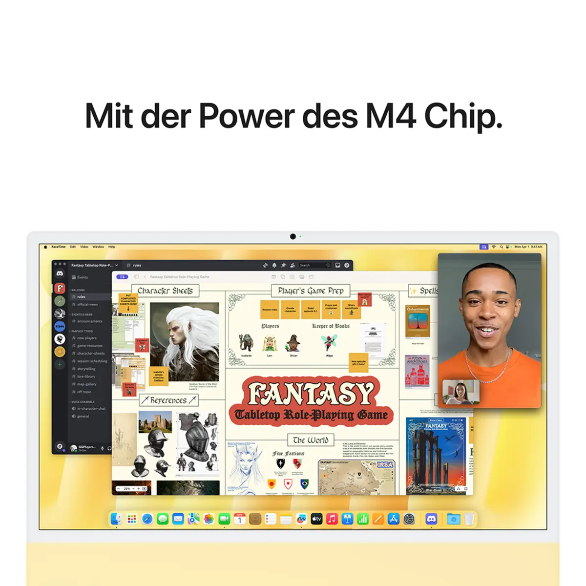 iMac gelb mit Retina 4.5k Display Standardglas Apple M4 10C 61cm (24") 16GB RAM 256GB SSD Gigabit Ethernet Magic Mouse 2 + Magic Keyboard mit TouchID und Ziffernblock Deutsch