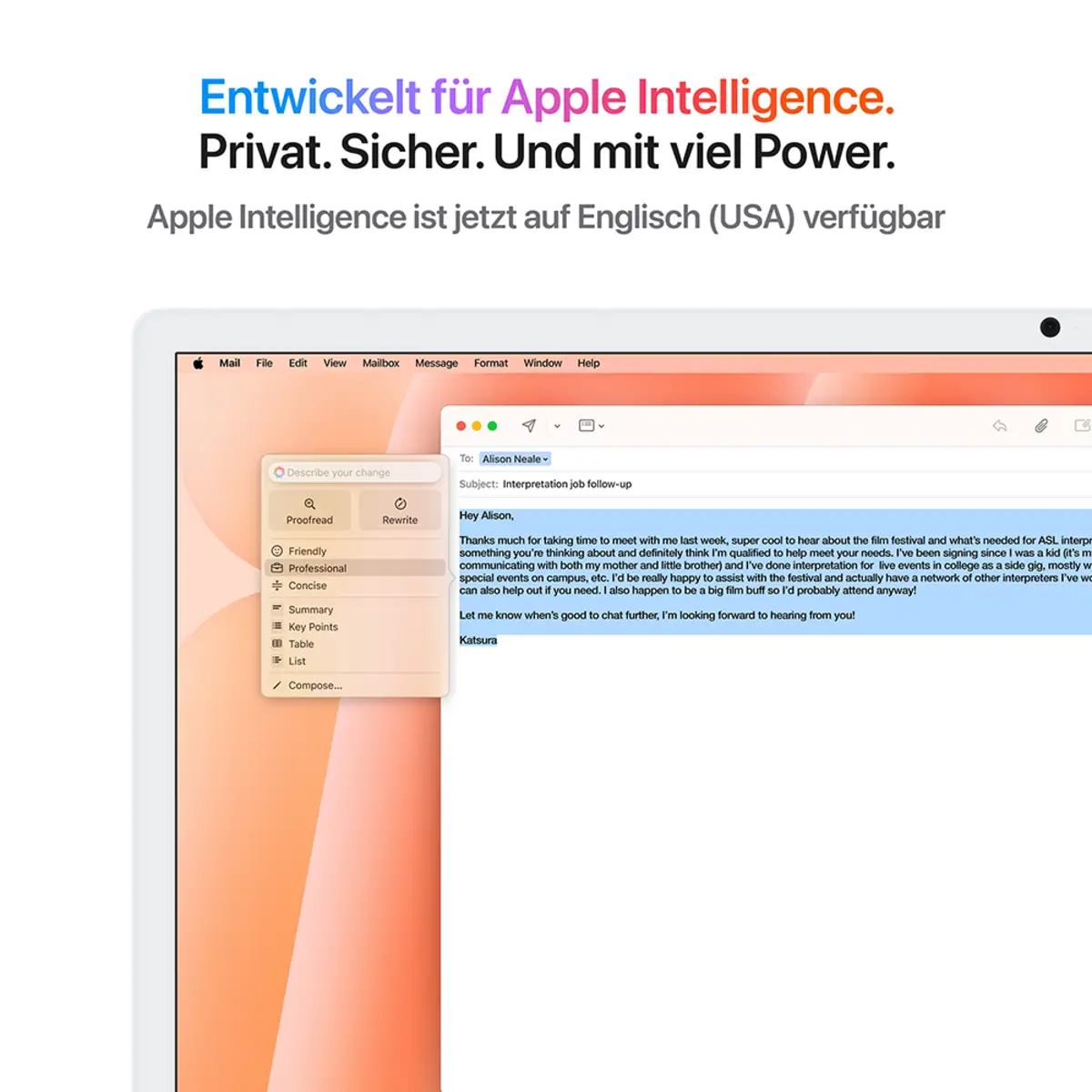 iMac orange mit Retina 4.5k Display Standardglas Apple M4 10C 61cm (24") 16GB RAM 256GB SSD Gigabit Ethernet Magic Mouse 2 + Magic Keyboard mit TouchID und Ziffernblock Deutsch