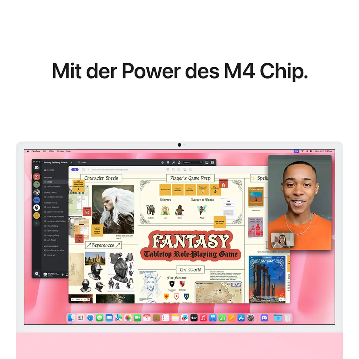 iMac rose mit Retina 4.5k Display Nanotexturglas Apple M4 10C 61cm (24") 24GB RAM 2TB SSD Gigabit Ethernet Magic Mouse 2 + Magic Keyboard mit TouchID und Ziffernblock Deutsch