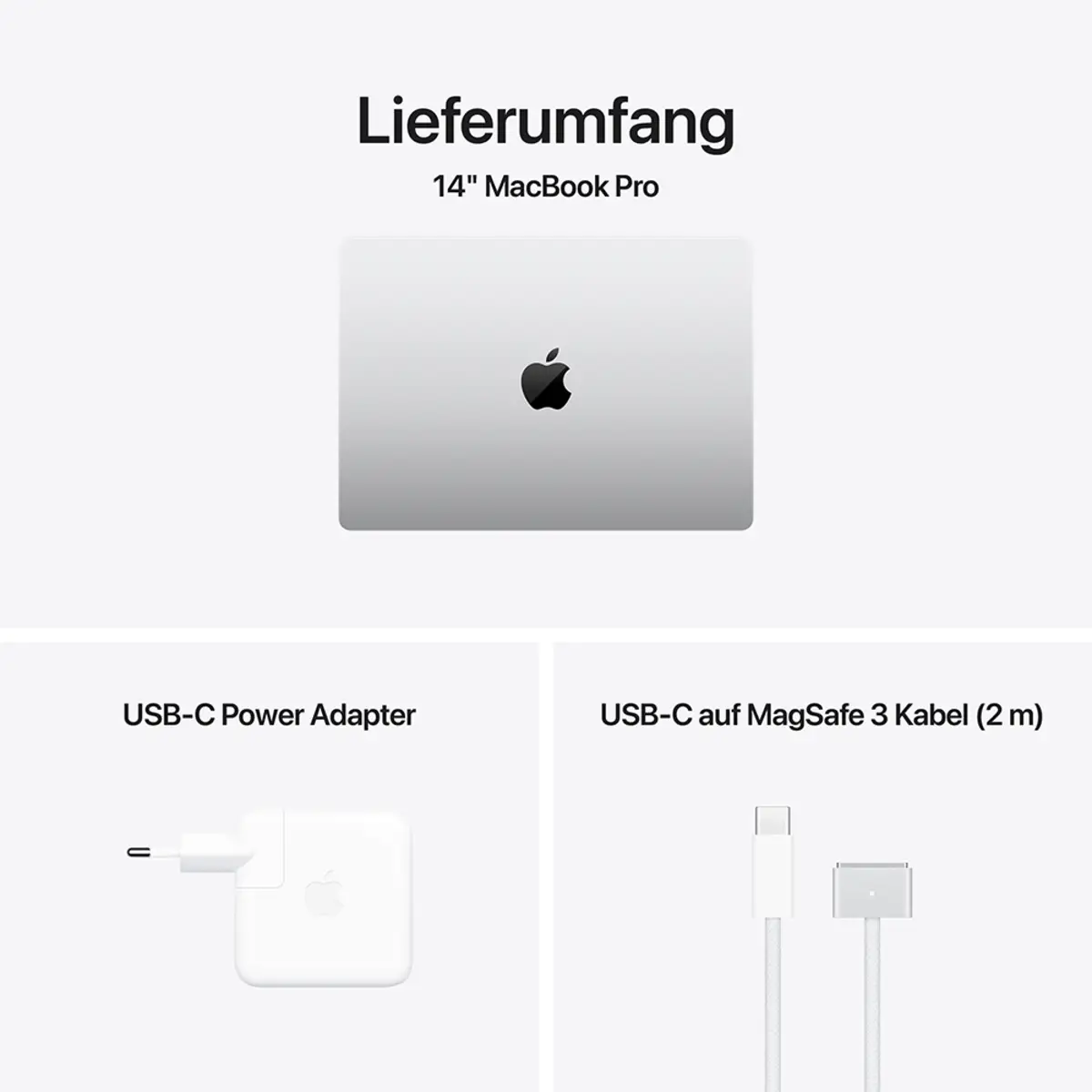 MacBook Pro Apple M4 Pro 12C Deutsch 48GB RAM 2TB SSD 36 cm (14,2") Retina Standardglas 96W EU-Plug Silber