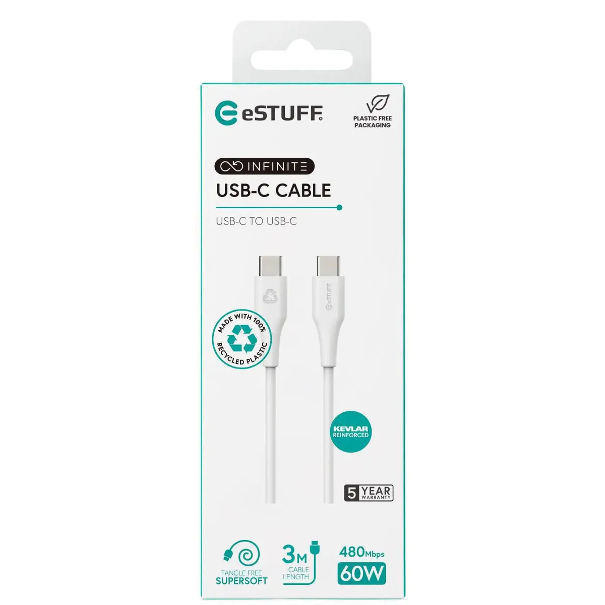 INFINITE USB-Kabel 3m (60 W) weiß