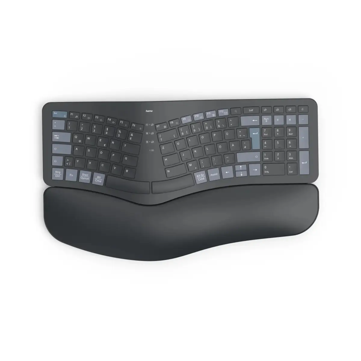 Multi-Device-Tastatur WK-900 Ergo kabellos geteilt LED SW QWERTZ