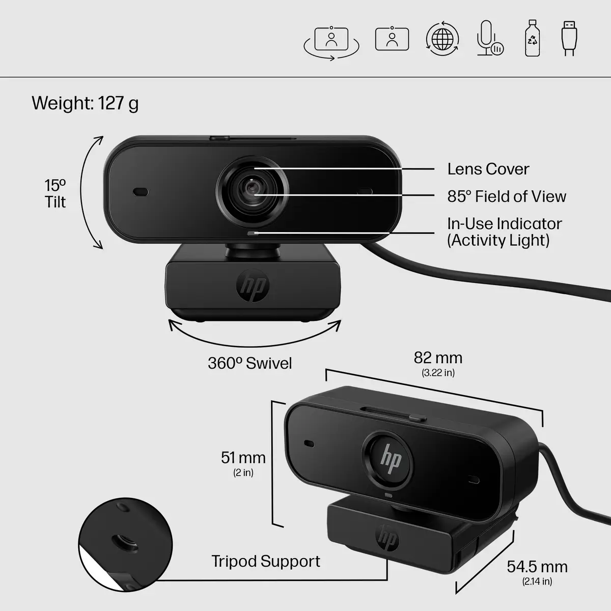 435 FHD-Webcam, 2 MP, 1920 x 1080 Pixel, Full HD, 30 fps, UVC 1.1, Auto