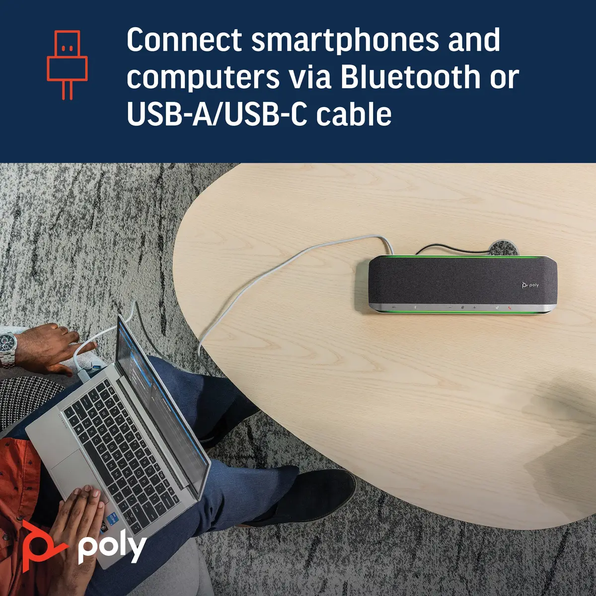 Poly Sync 60 Smarte Freisprecheinrichtung USB/Bluetooth Schwarz/Silber