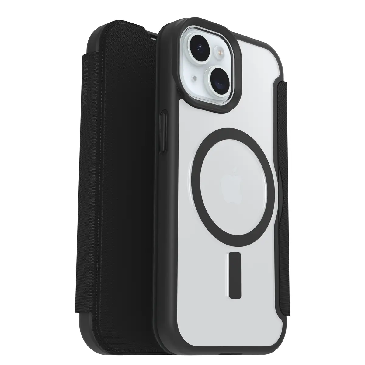 React Folio MagSafe Series Case Apple iPhone 15/14/13 Black Crystal transparent/schwarz