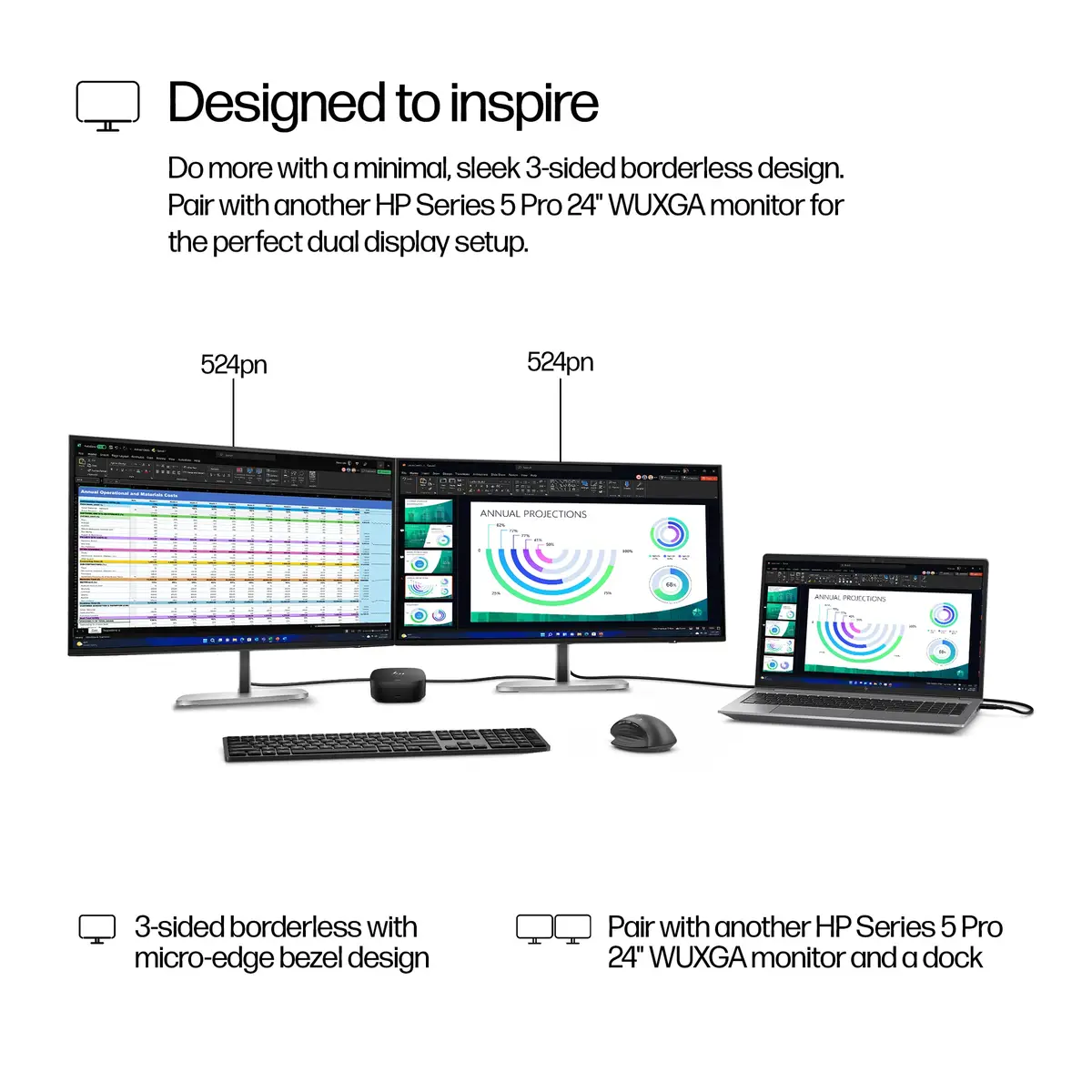 Series 5 Serie 5 Pro 24-Zoll-WUXGA-Monitor – 524pn, 61 cm (24"), 1920 x 1200 Pixel, WUXGA, LCD, 5 ms, Schwarz